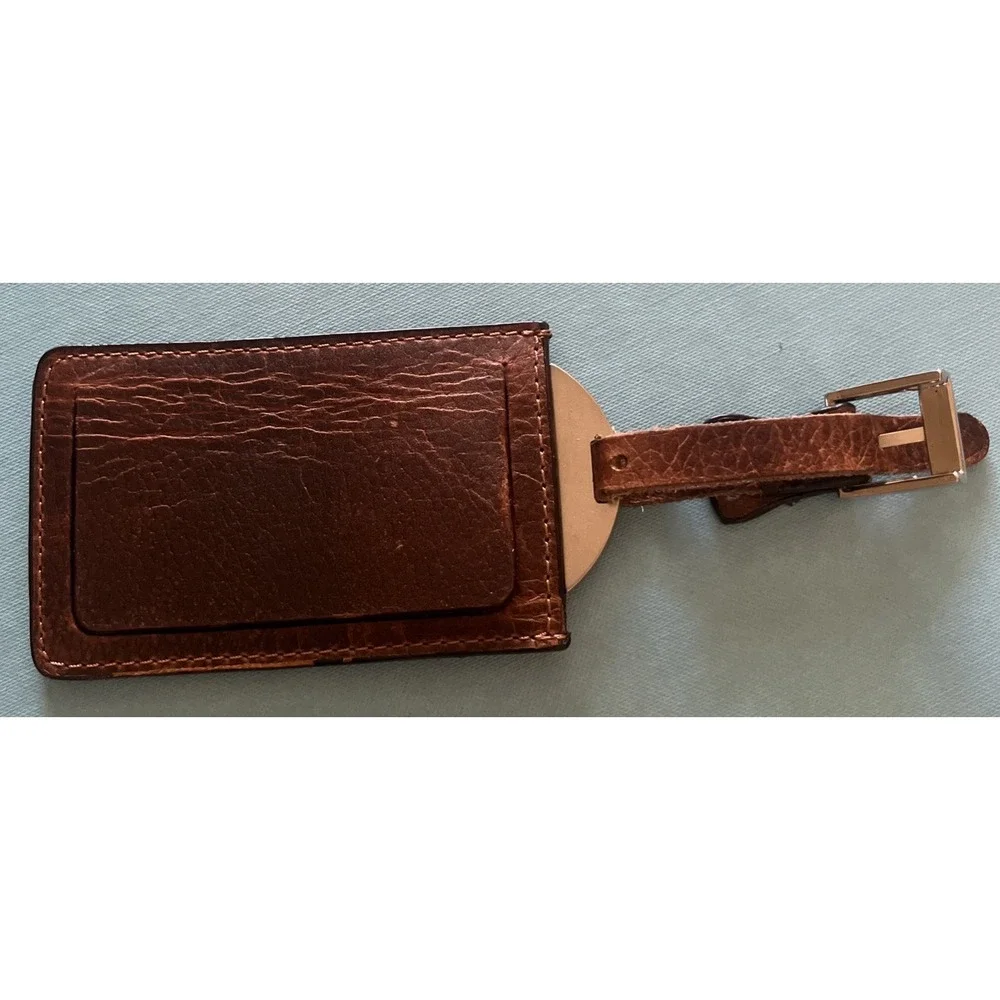 Vintage FRANKLIN COVEY Belting Brown Leather Luggage Tag - Classic Logo